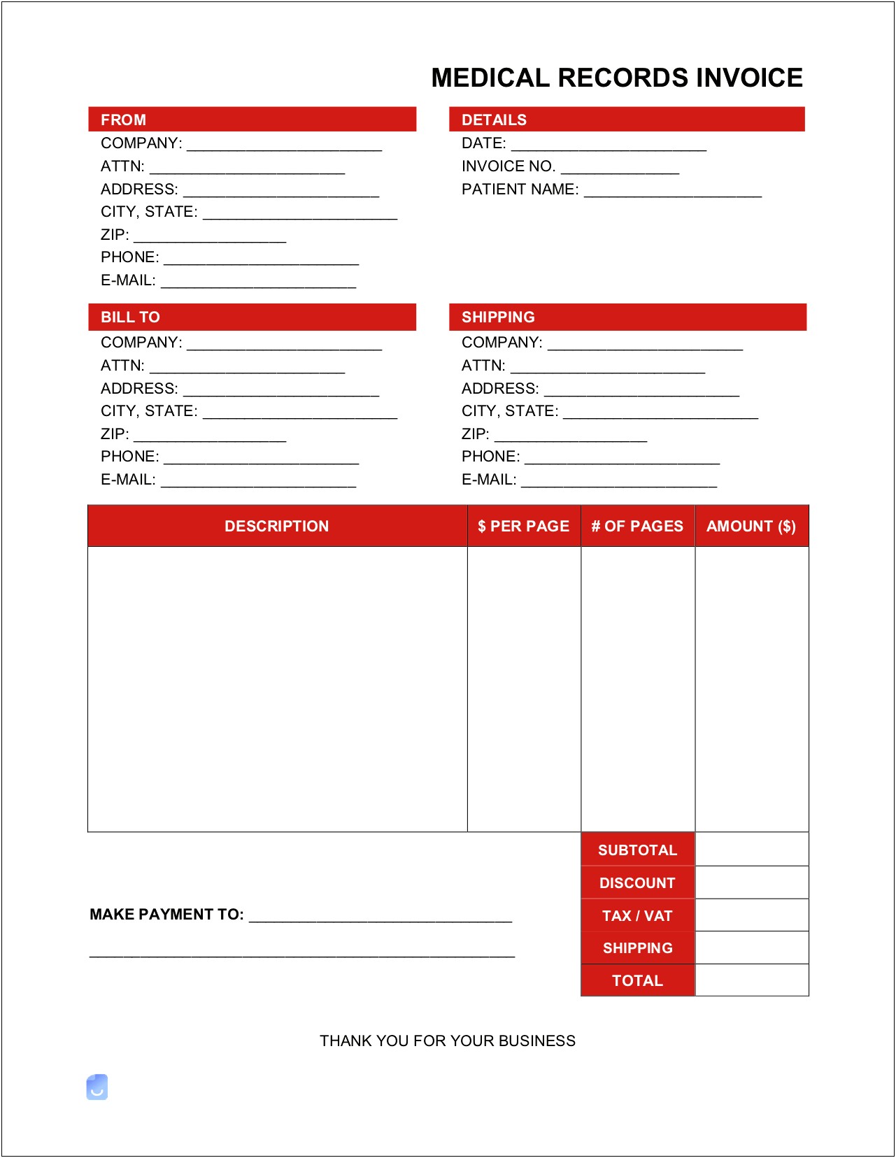 Doctor's Office Invoice Template Free