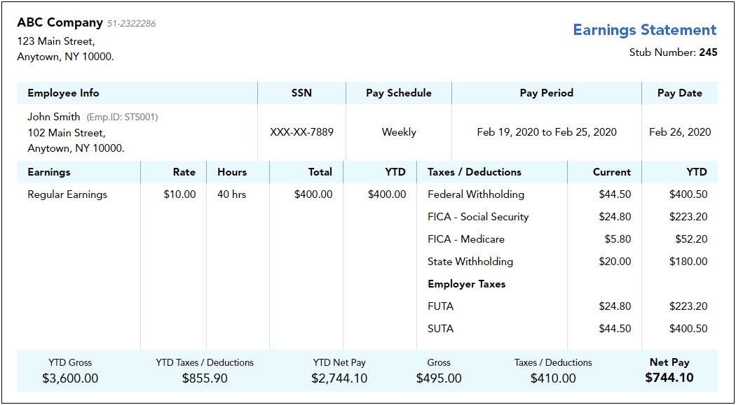 Download A Free Pay Stub Template