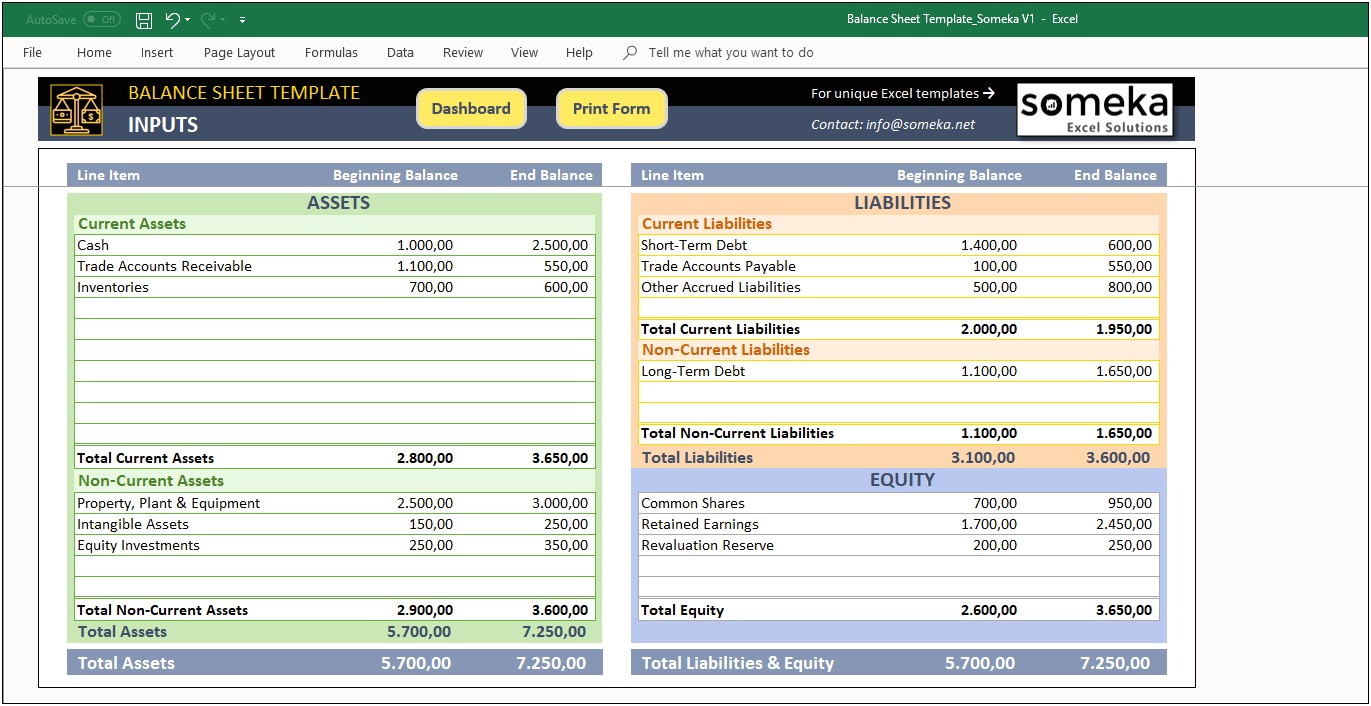 Download Excel Balance Sheet Template Free