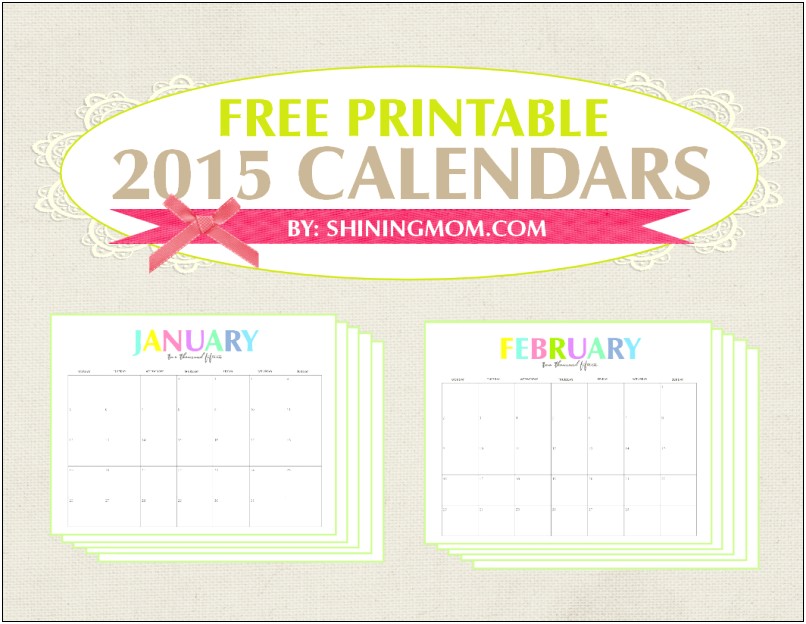 Download Free Excel Calendar Template 2015