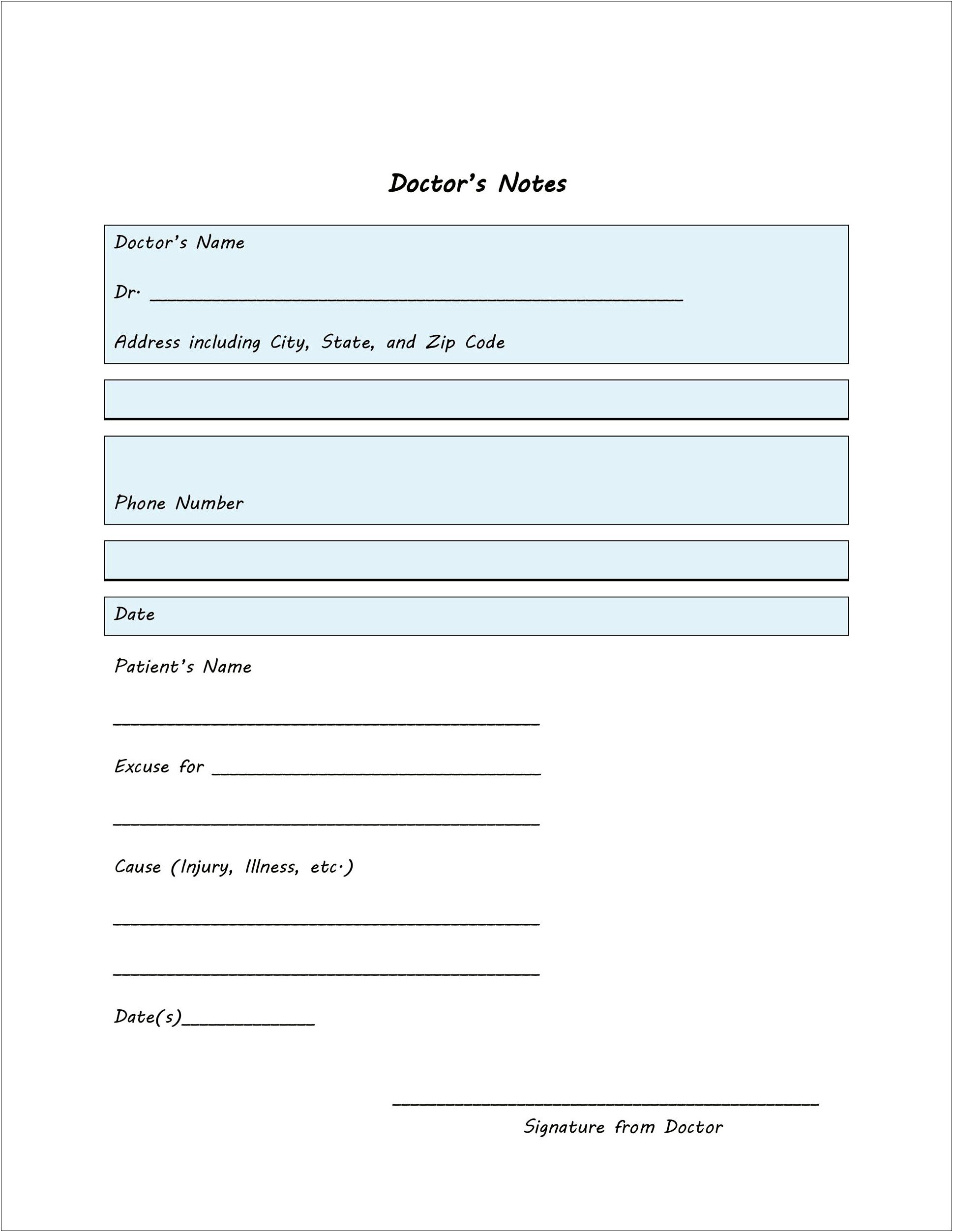 Download Free Fake Doctors Note Template