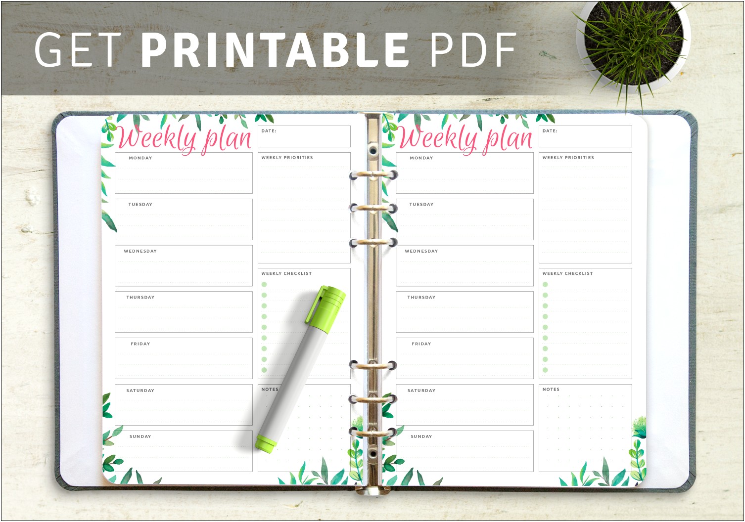 Download Free Illustrator Blank Weekly Calendar Template Simple