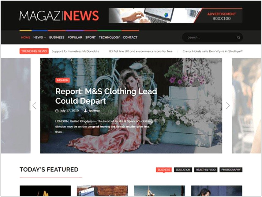 Download Free News Template For Wordpress