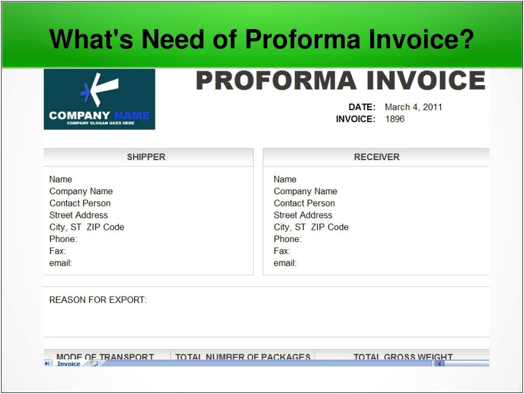 Download Free Proforma Invoice Excel Template
