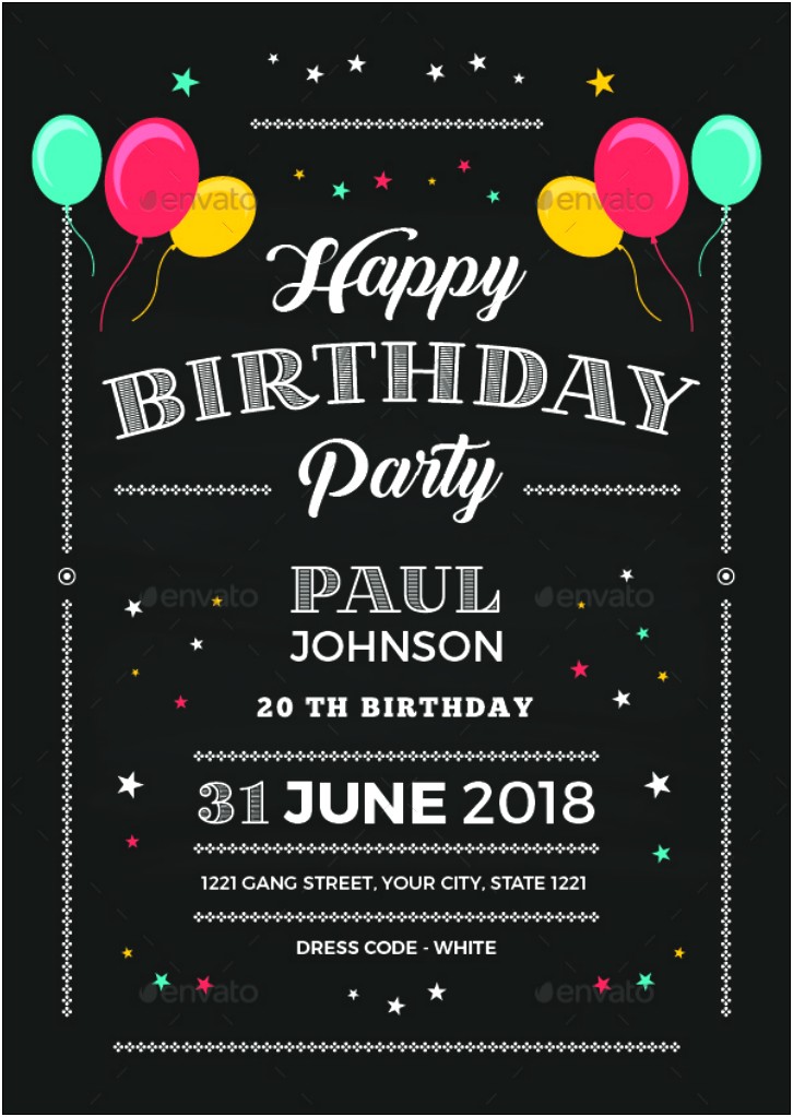 Downloadable Blank Birthday Invitation Templates Free Chalkbaord