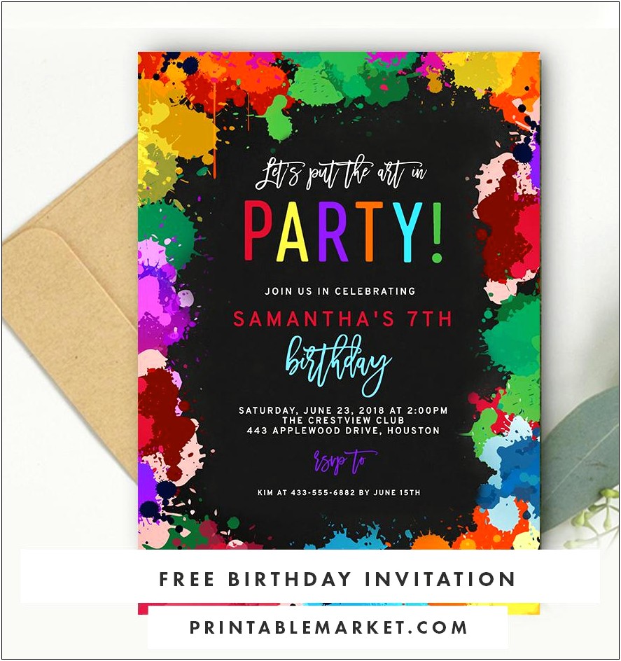 Downloadable Blank Birthday Invitation Templates Free Chalkboard