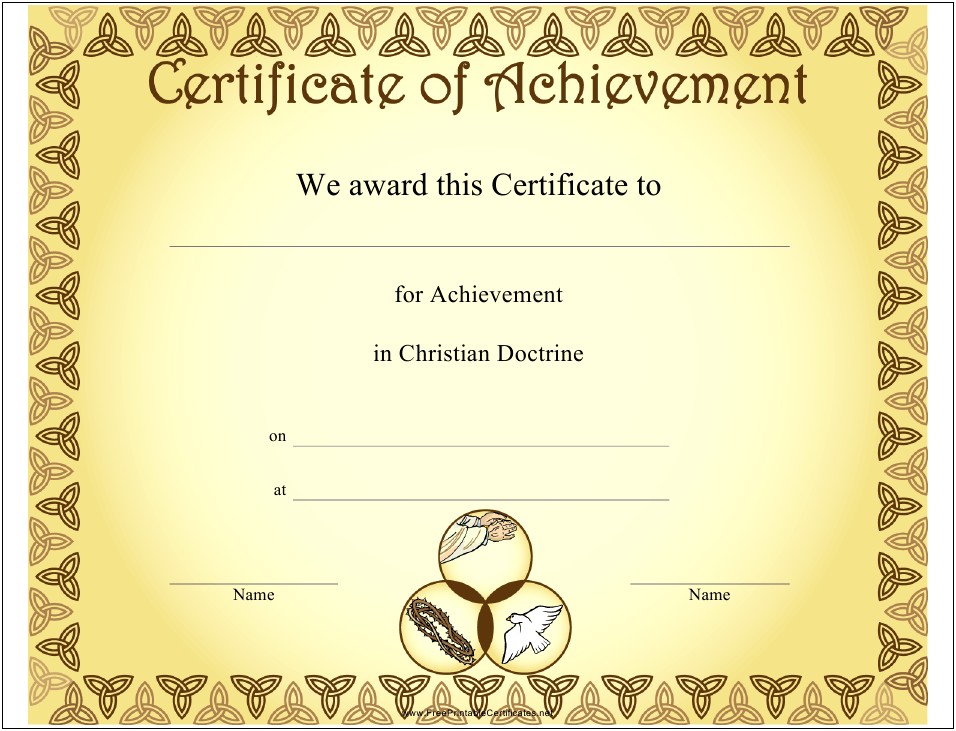 Downloadable Free Certificate Of Christian Achievement Template Word