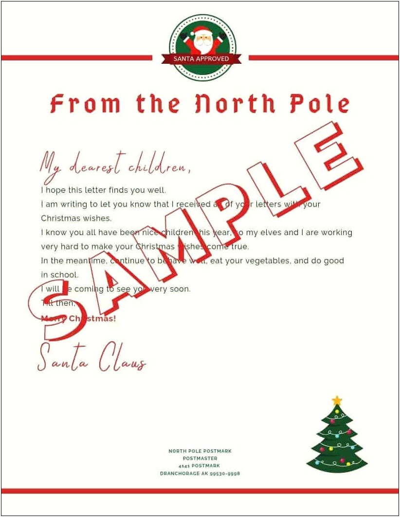 Downloadable Free Printable Letter From Santa Template Word