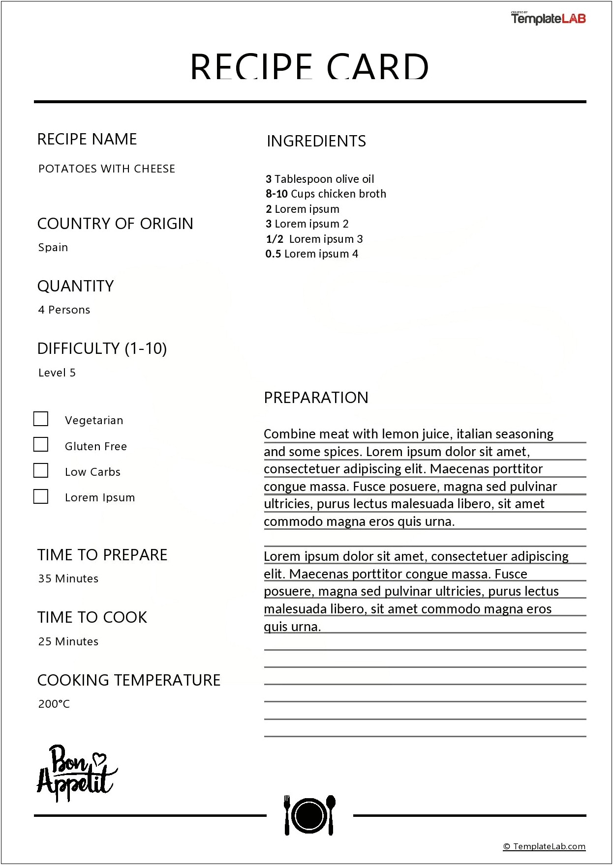 Downloadable Free Recipe Template For Word