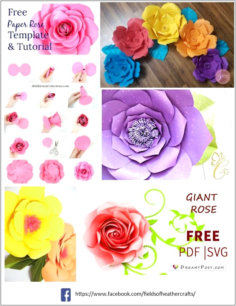 Downloadable Free Rose Paper Flower Template
