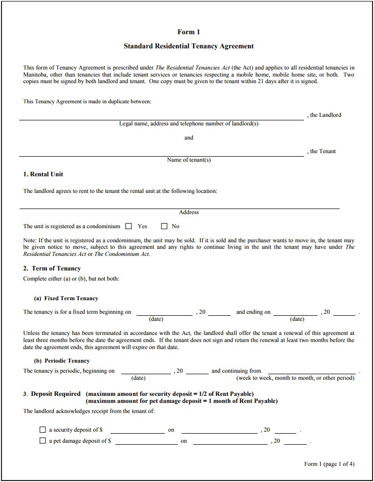 Downloadable Free Tenancy Agreement Template Word