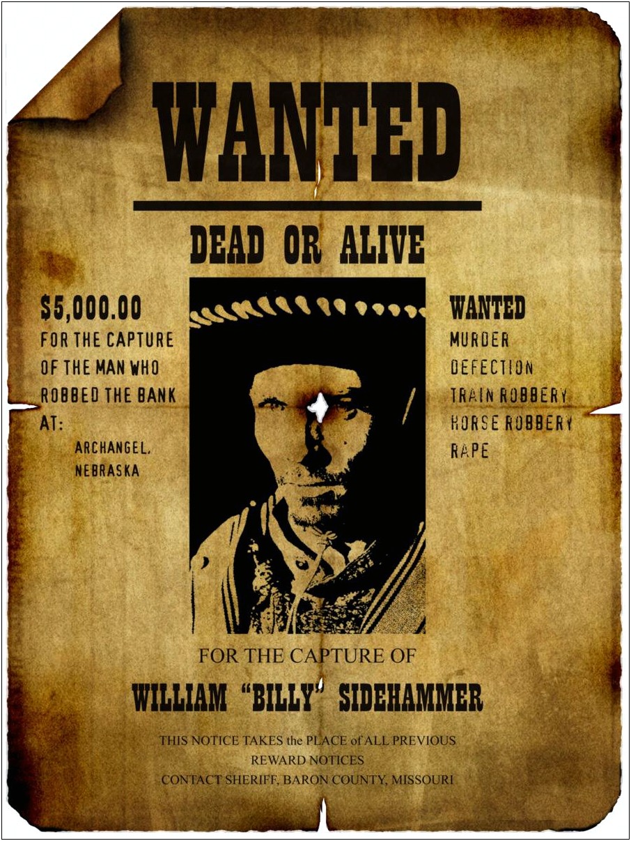 Downloadable Free Wanted Poster Template Word