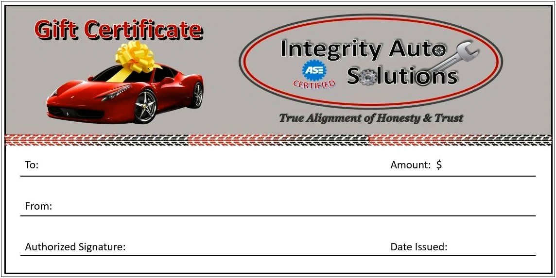 Driving Lesson Gift Certificate Template Free
