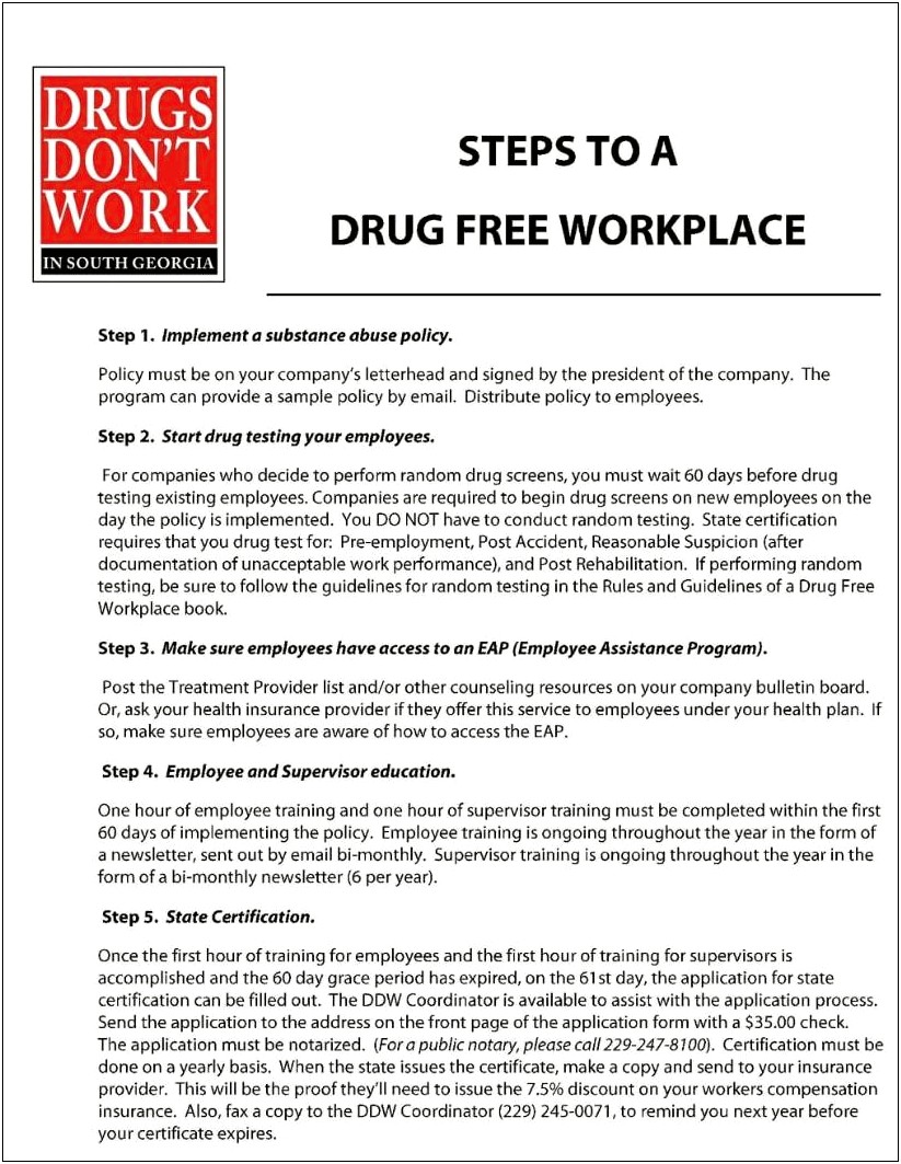 Drug And Alcohol Policy Template Free