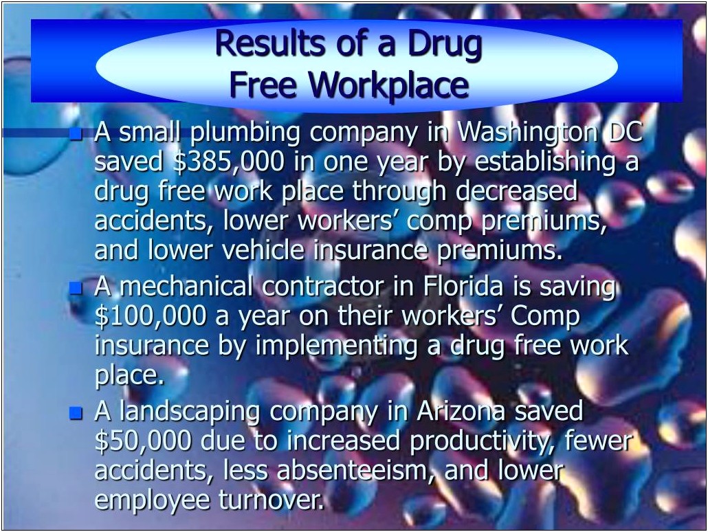 Drug Free Workplace Policy Reporting Template