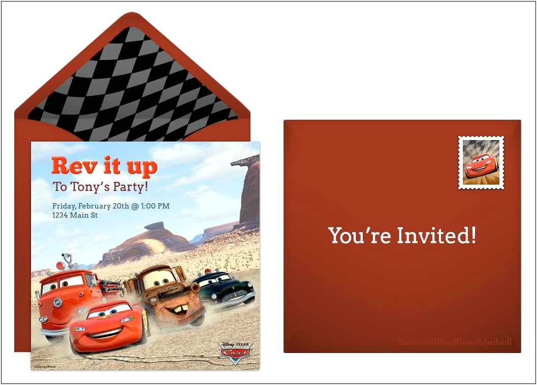 Dusney Cars Online Free Invitation Template