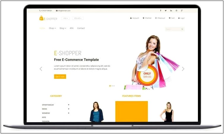 E Shopper Ecommerce Blogger Template Free
