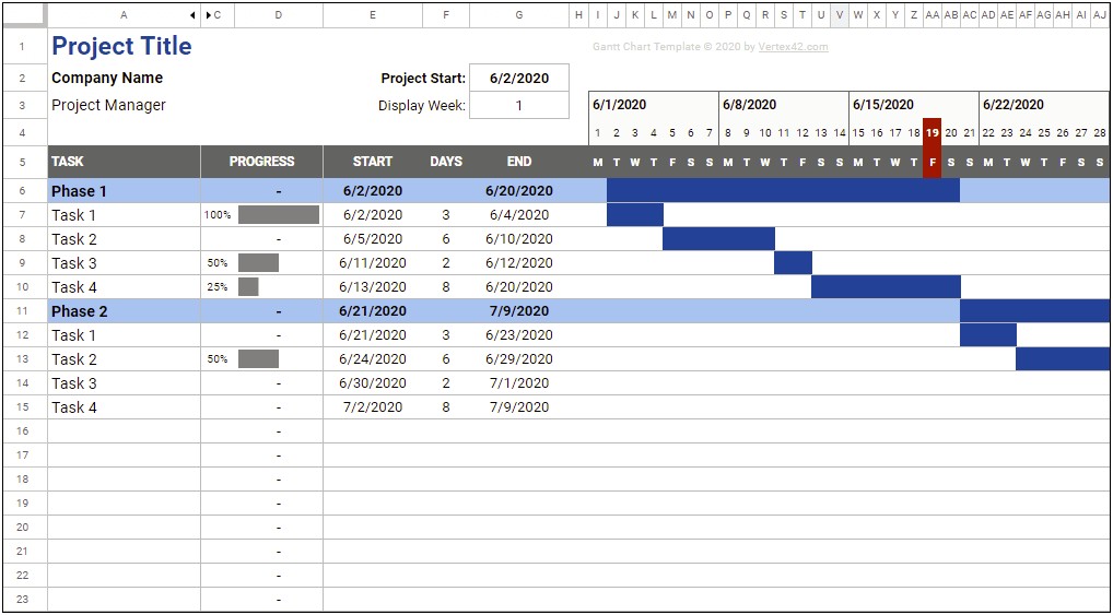 Easy Gantt Chart Excel Template Free