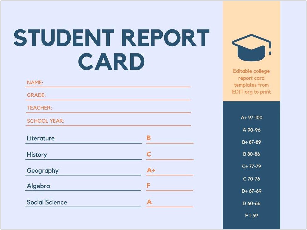 Elementary Report Card Template Downloads Free