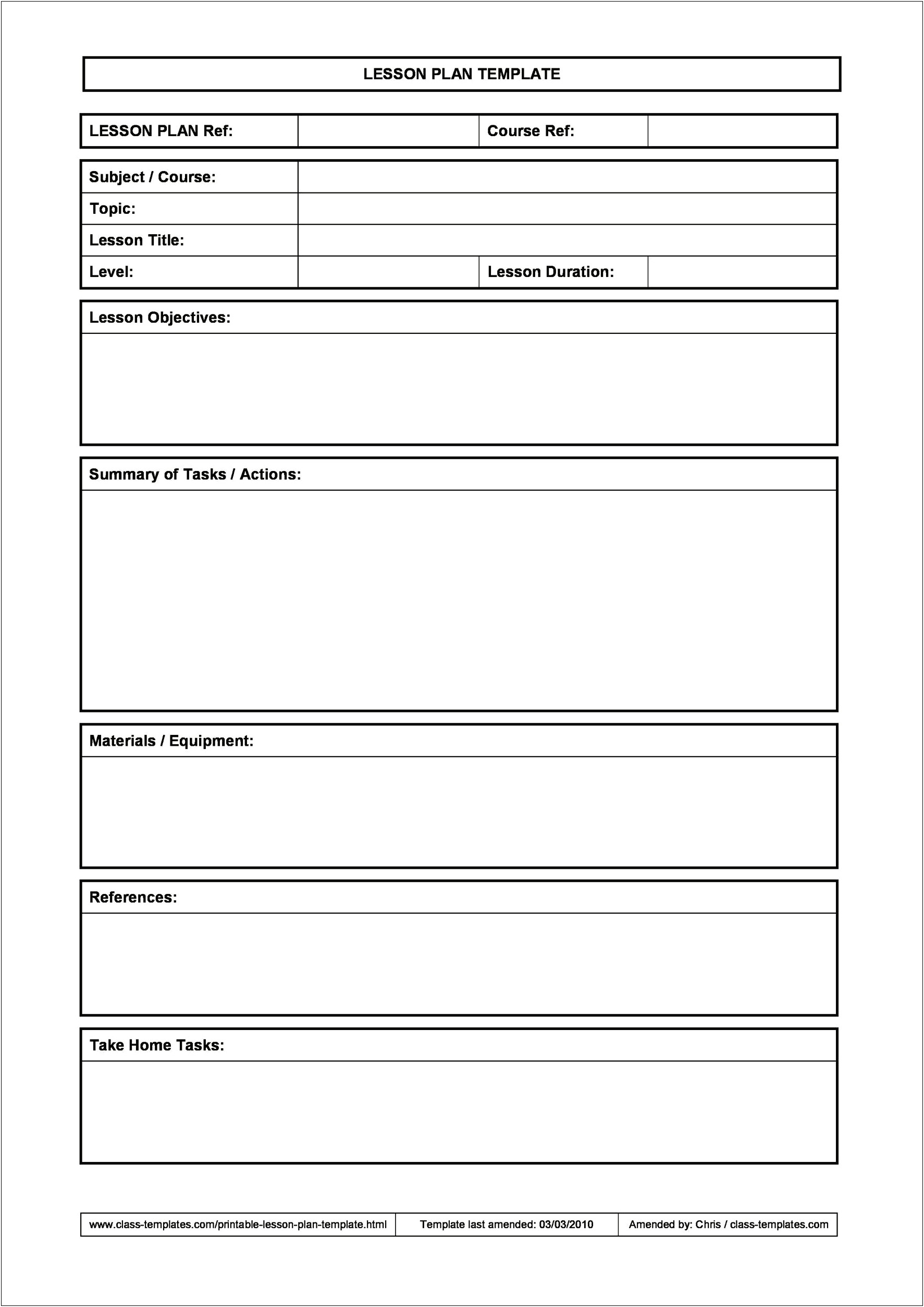 Elementary Science Lesson Plan Template Printable Free Download