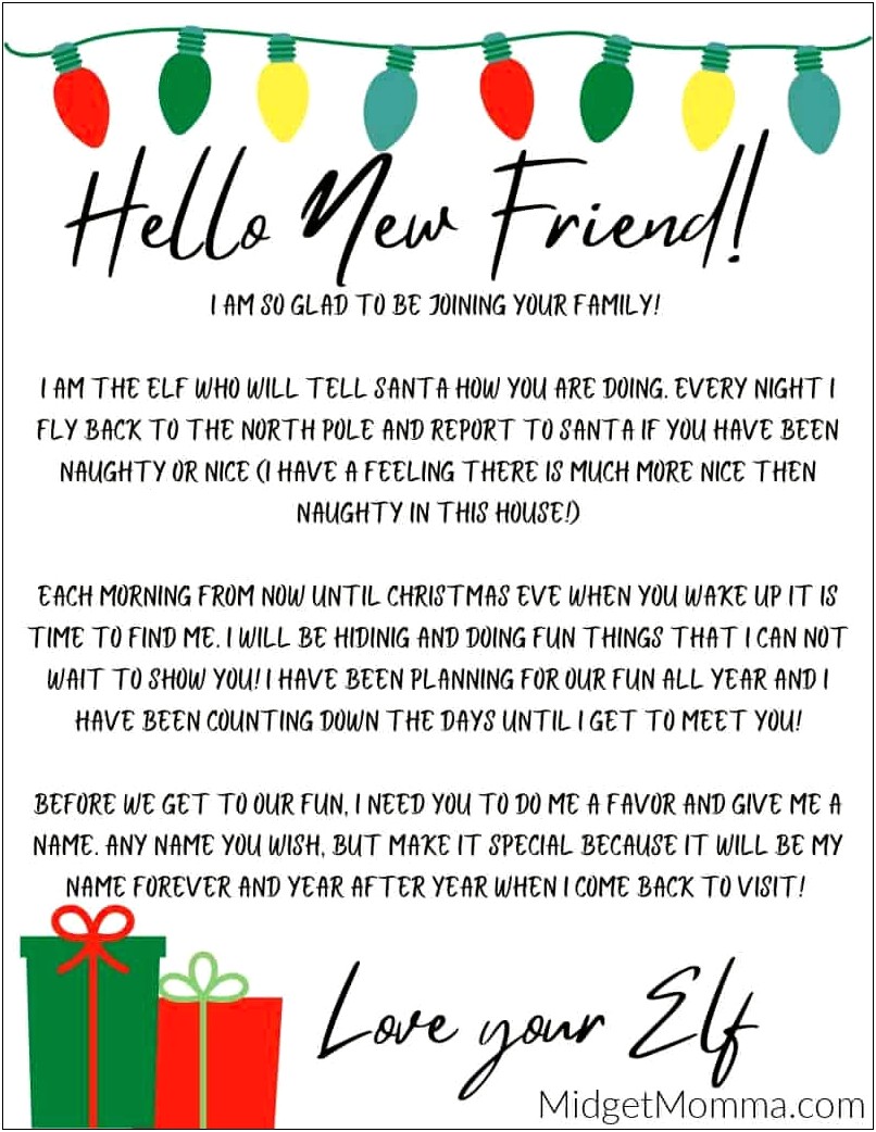 Elf On The Shelf Letter Template Free
