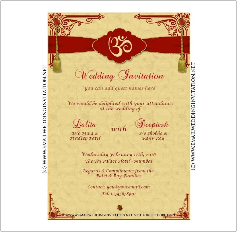 Email Indian Wedding Invitation Templates Free Download