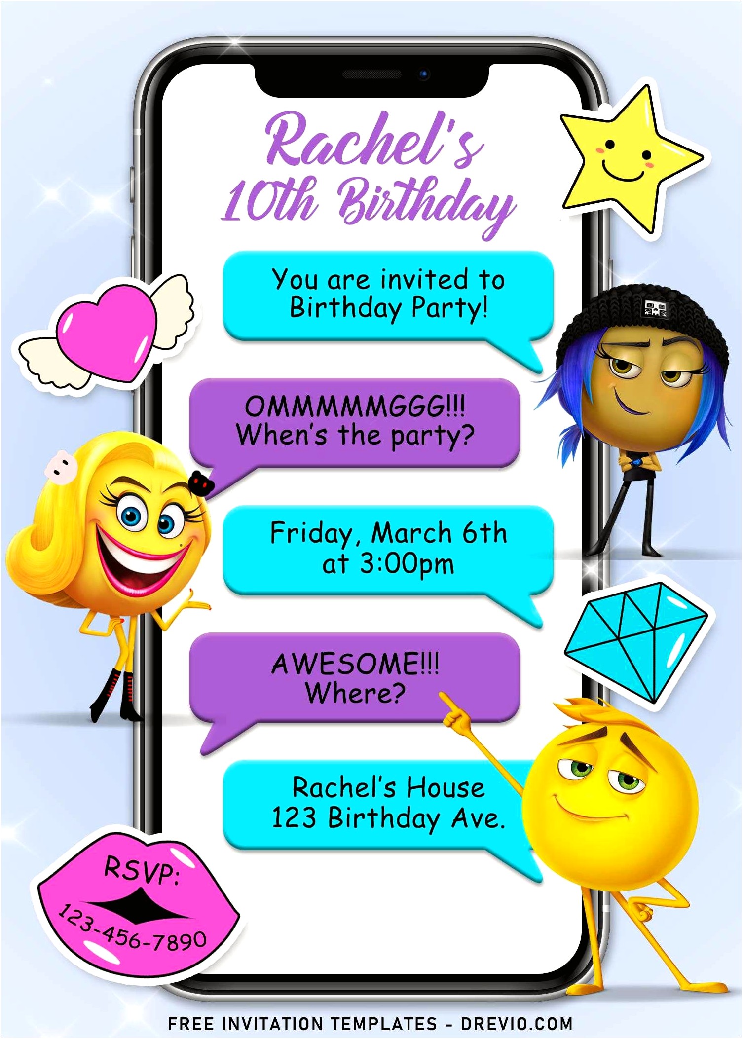 Emoji Birthday Party Invitation Template Free