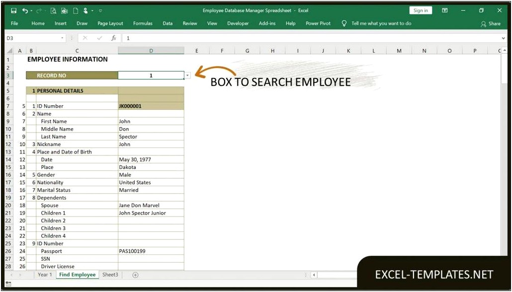 Employee Database Excel Template Free Download