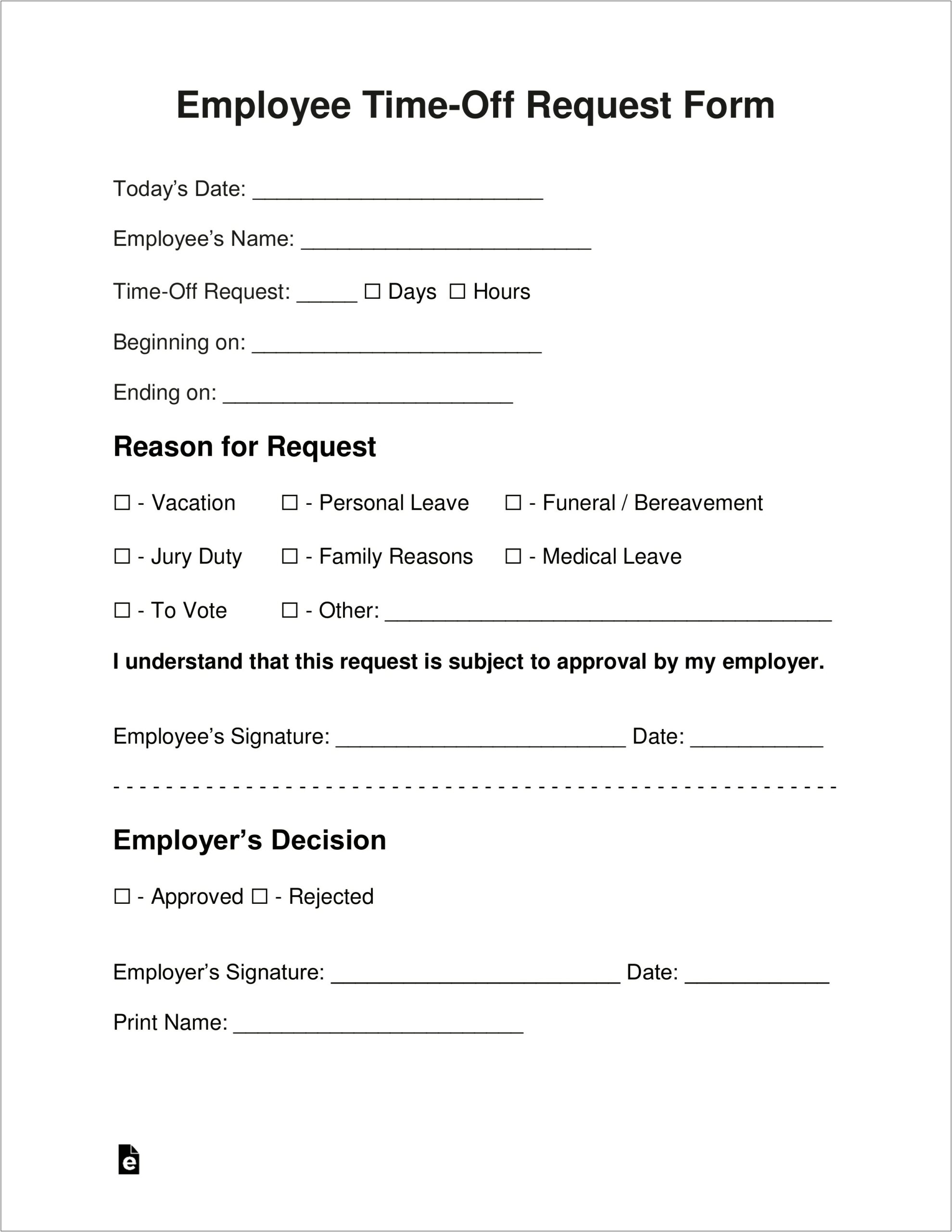 Employee Day Off Request Free Template