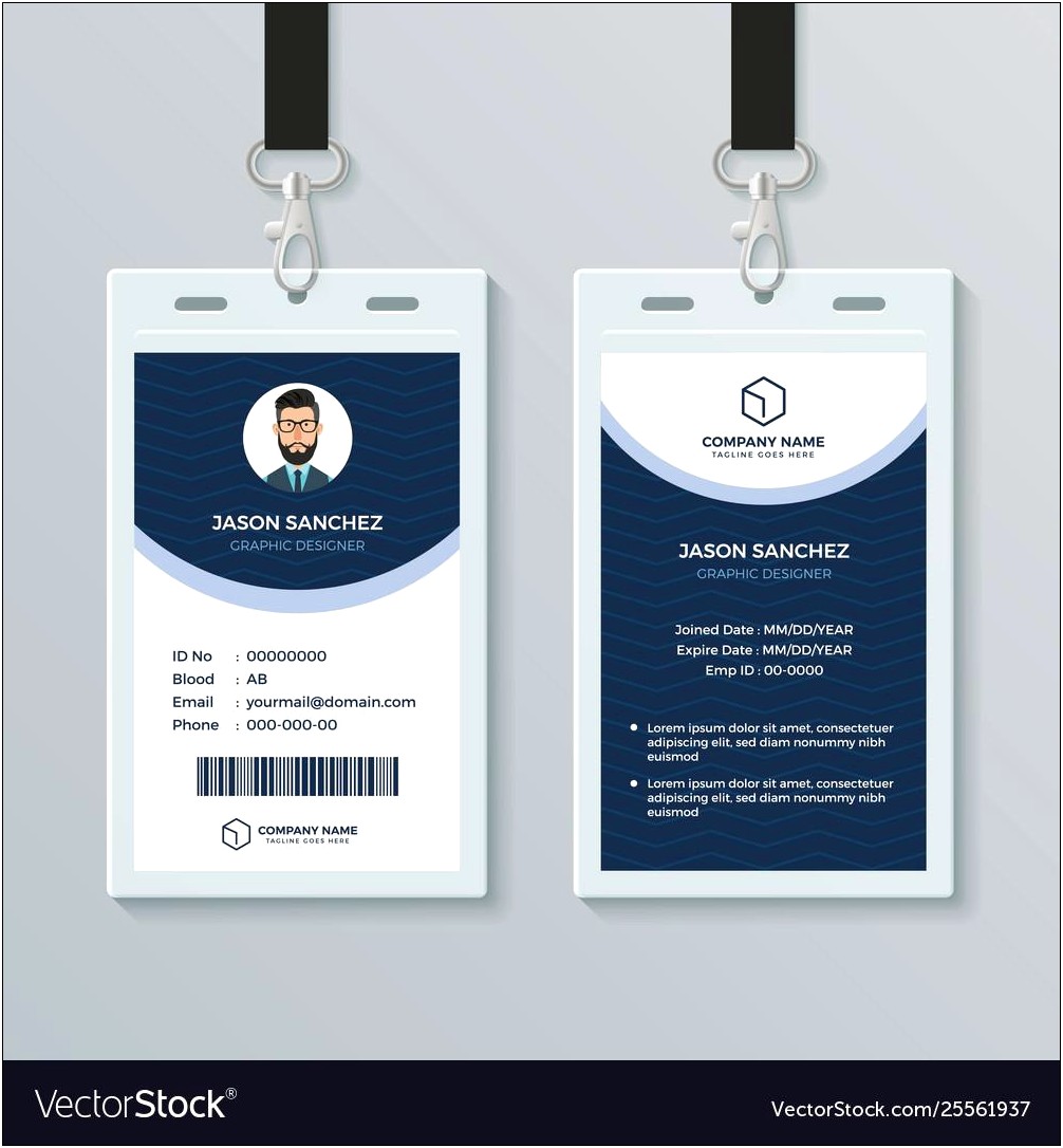 Employee Id Card Vertical Template Free Download