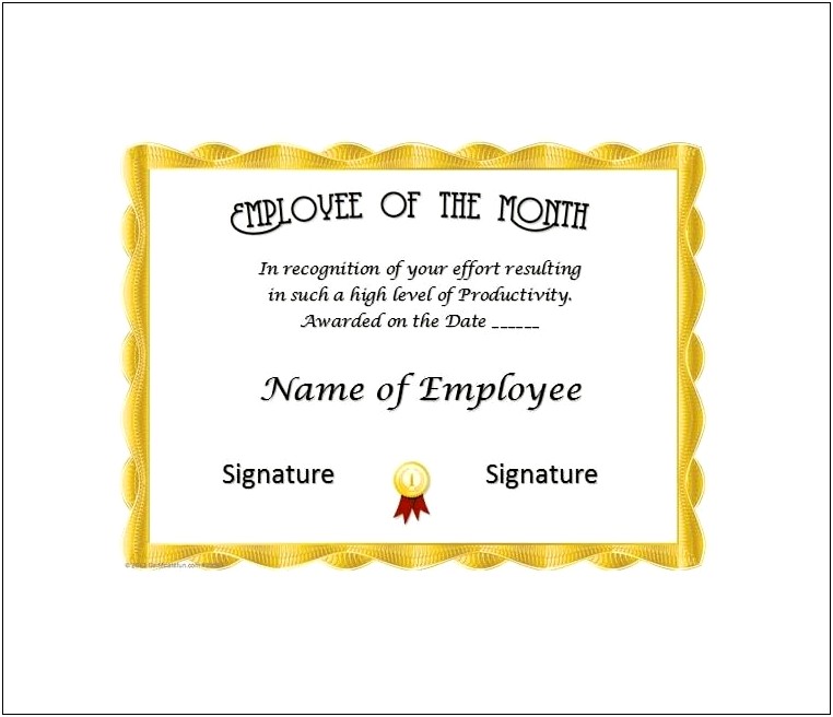 Employee Of The Month Award Template Free