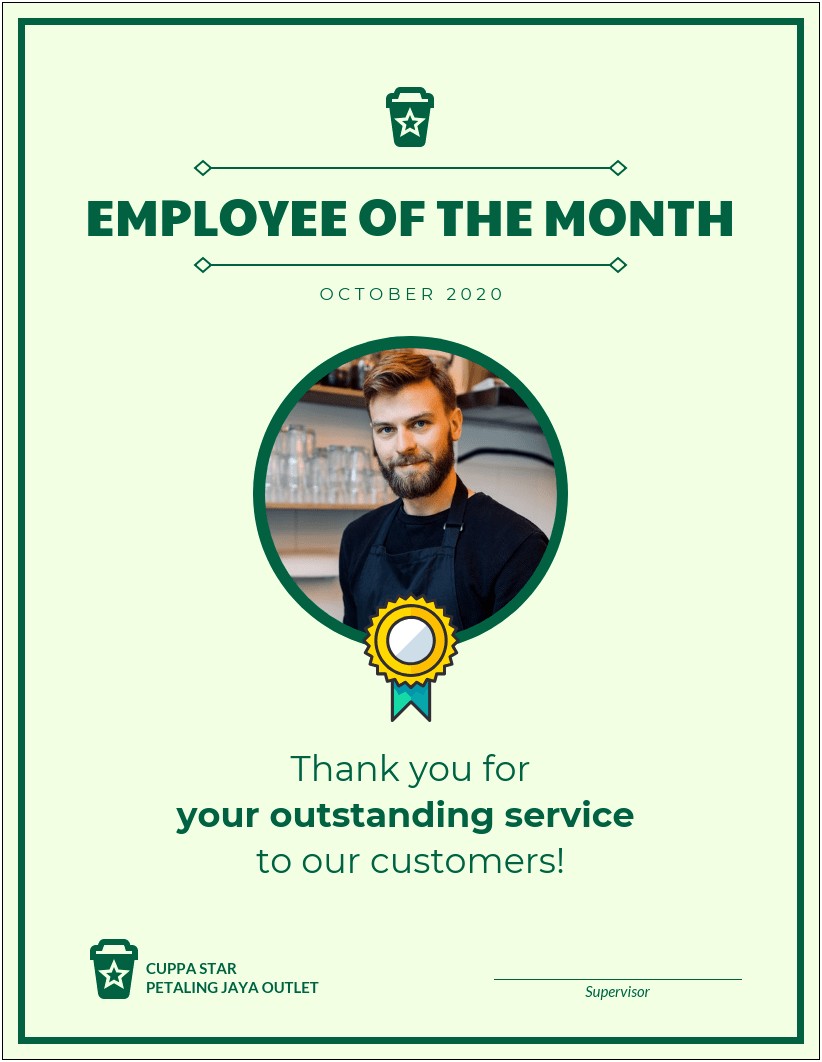 Employee Of The Month Template Free With Picture