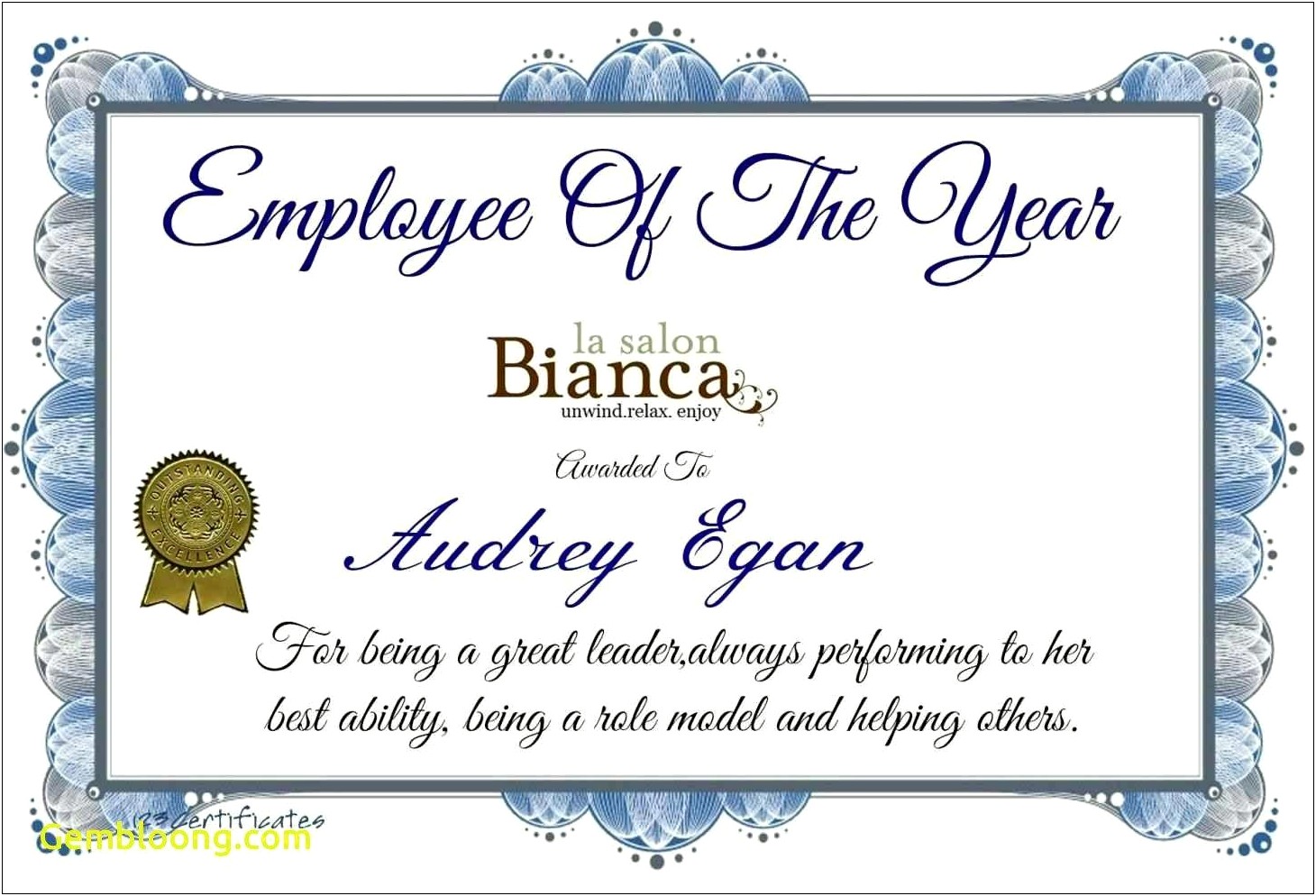 Employee Of The Year Certificate Free Template