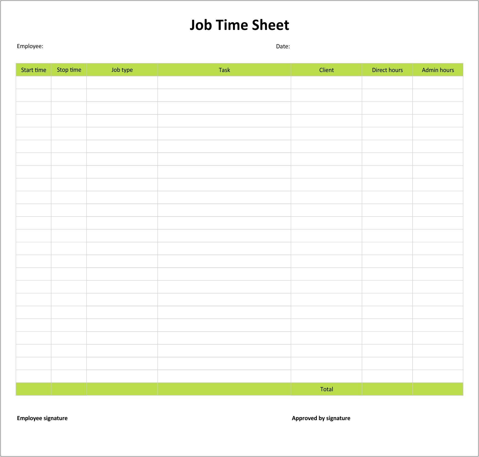 Employee Time Card Only Template Free Weekly