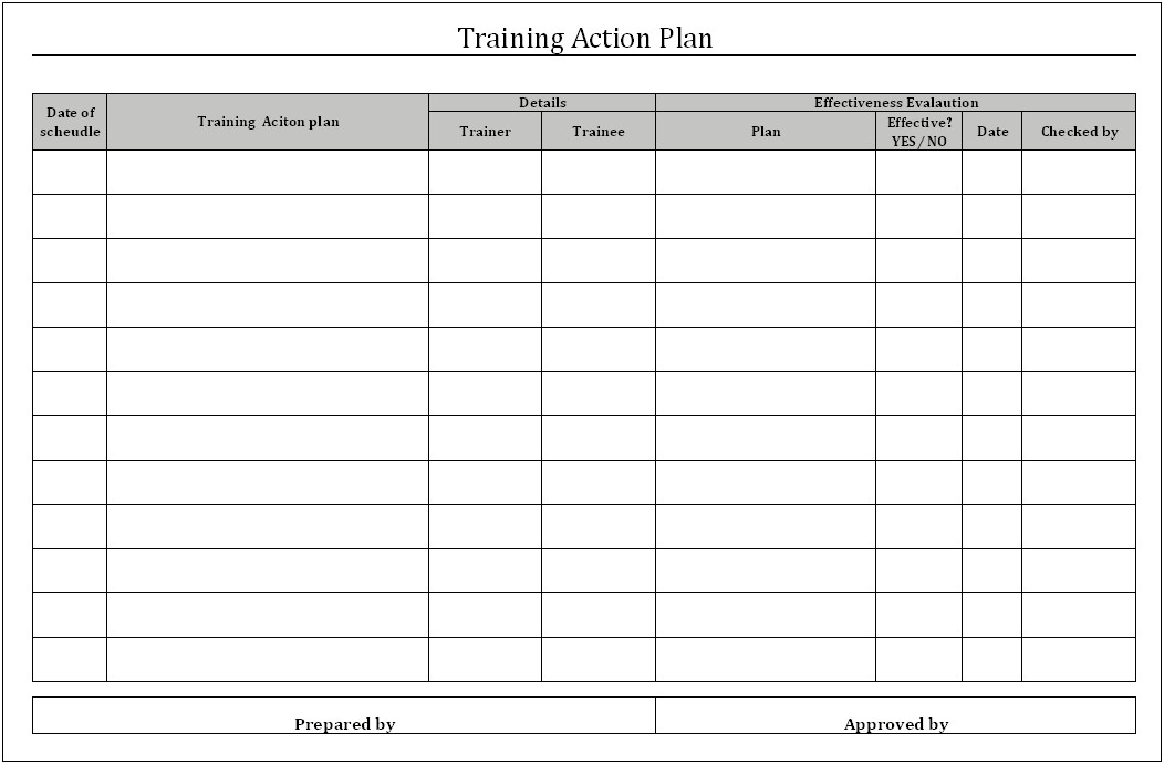 Employee Training Plan Template Excel Free Download