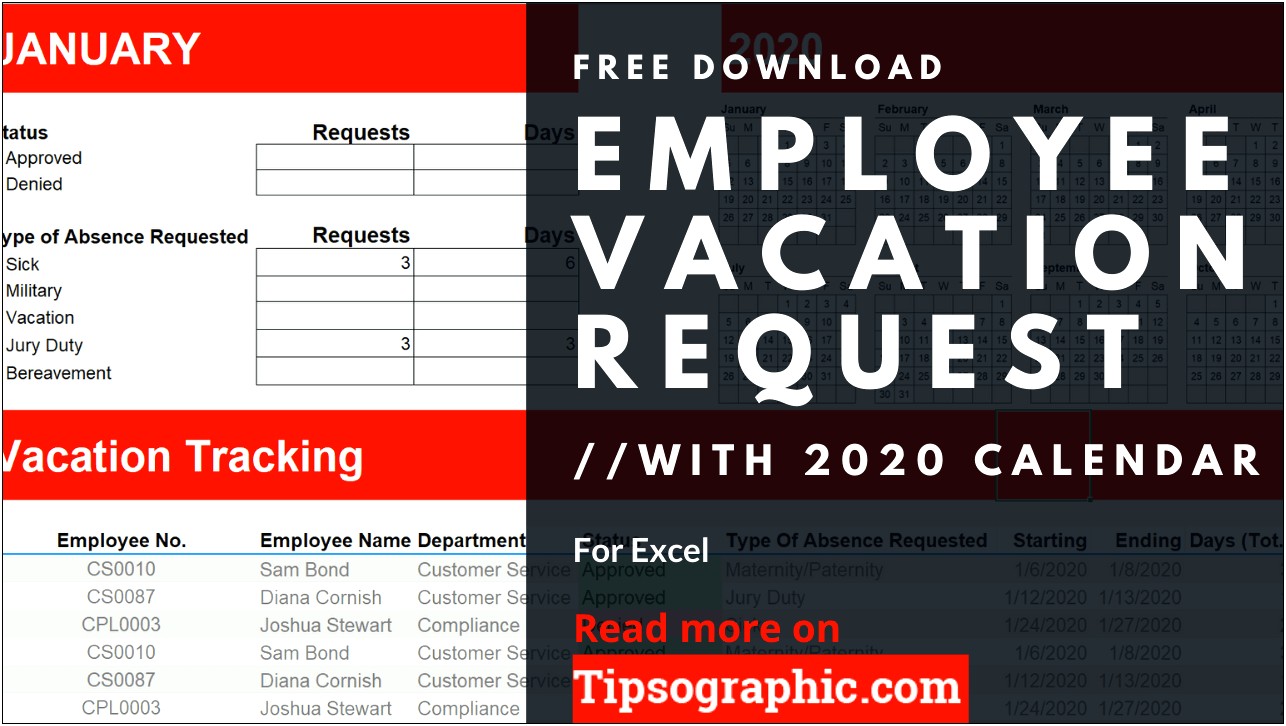 Employee Vacation Planner Template Excel 2018 Free