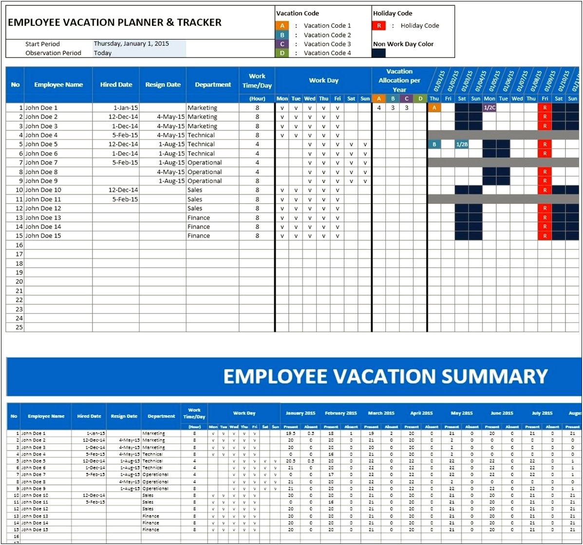 Employee Vacation Planner Template Excel Free