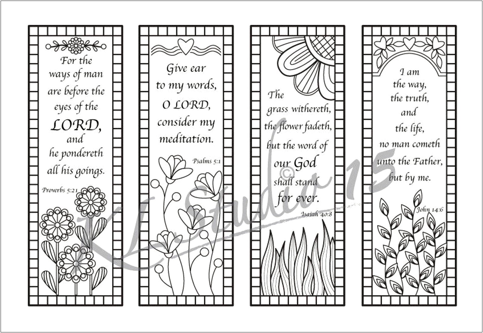 Etsy Free Bible Coloring Bookmark Template