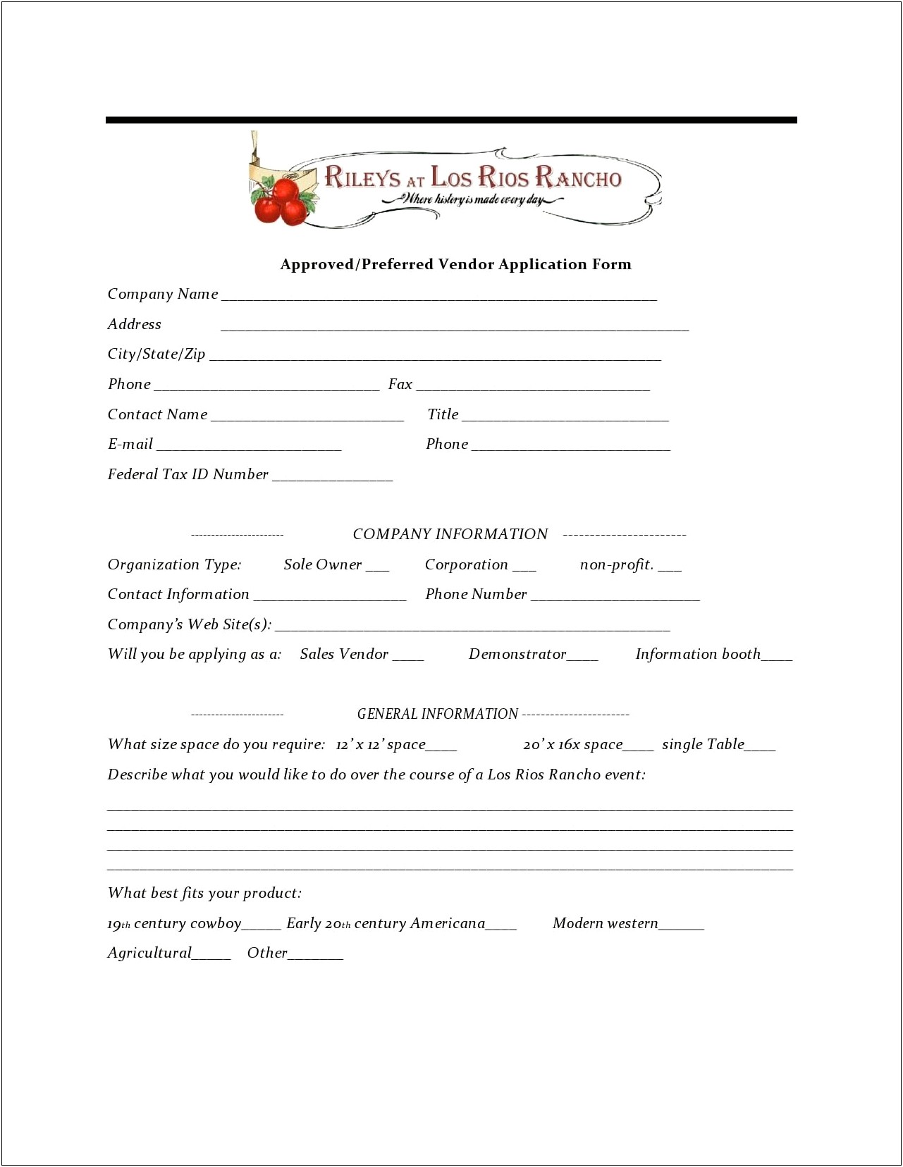Event Contract For Food Vendors Template Free