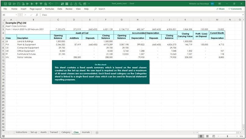 Excel Asset Template With Formulas Free Download