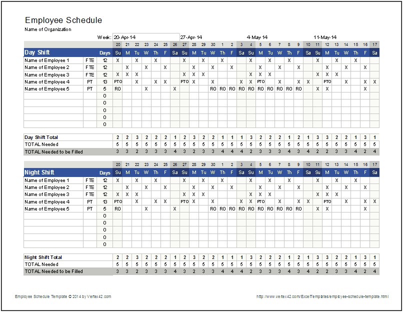 Excel Free Daily Work Schedule Template