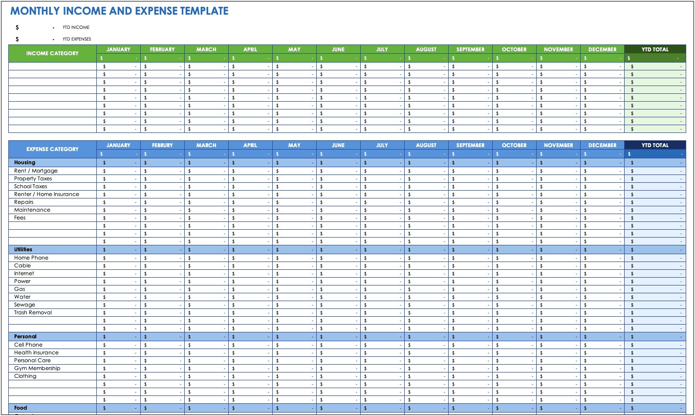 Excel Monthly Bill Spreadsheet Template Free