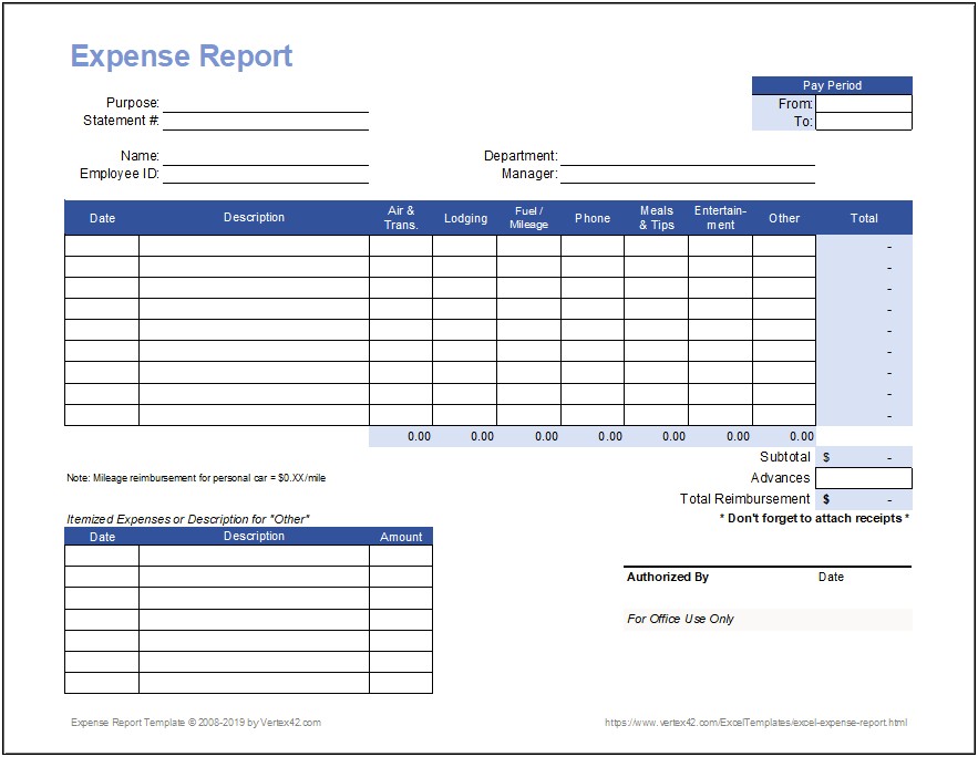Excel Monthly Expense Template Free Download