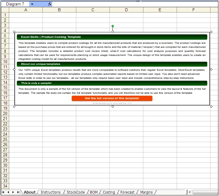 Excel Recipe Costing Template Free Download