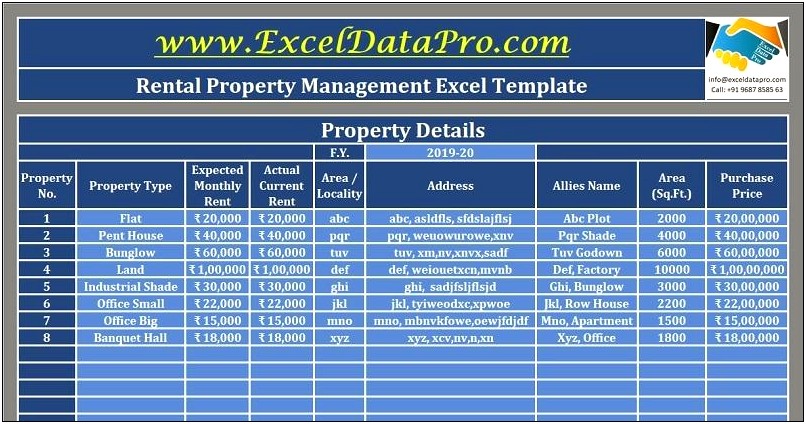 Excel Template For Rental Property Free