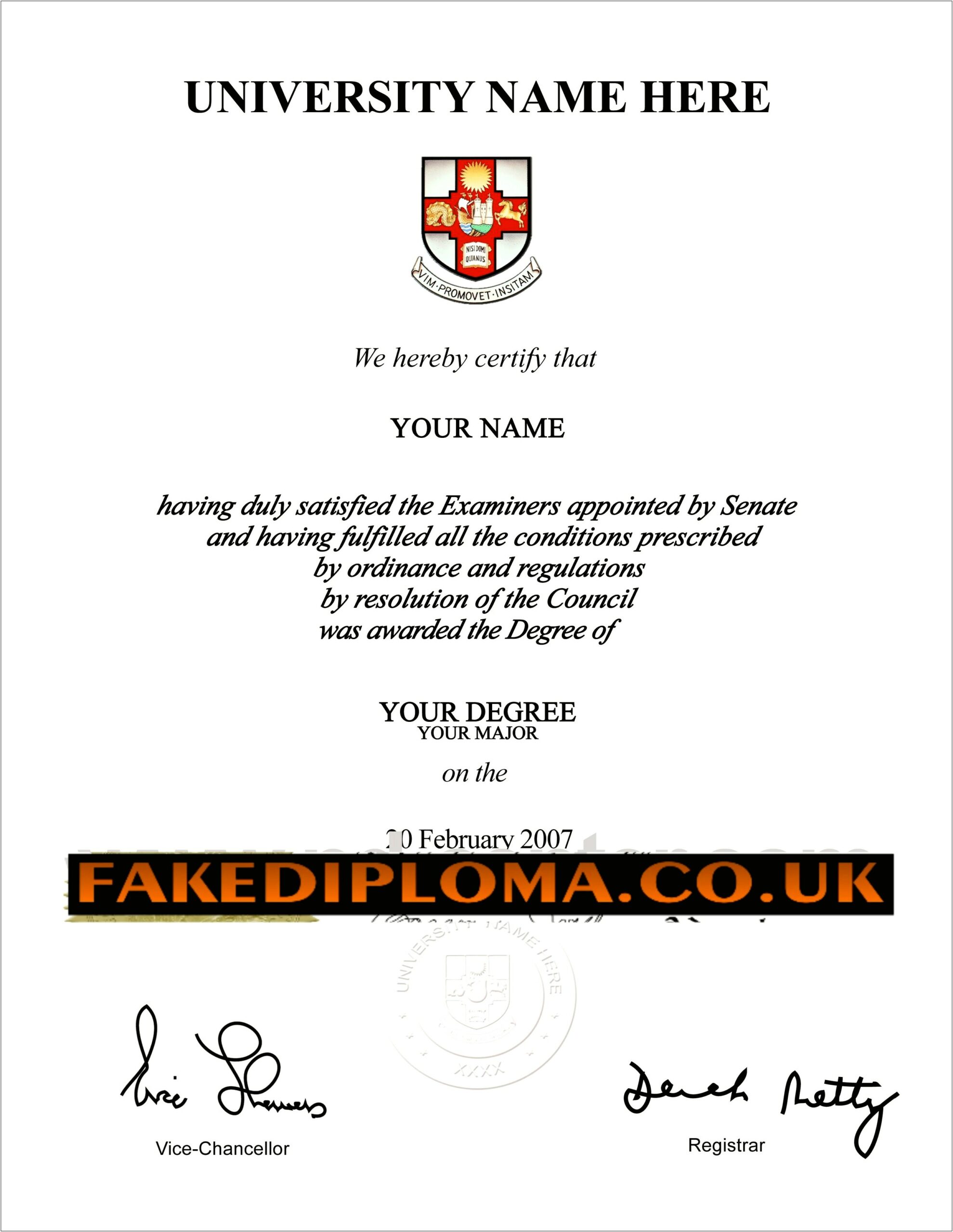 Fake High School Diploma Free Template