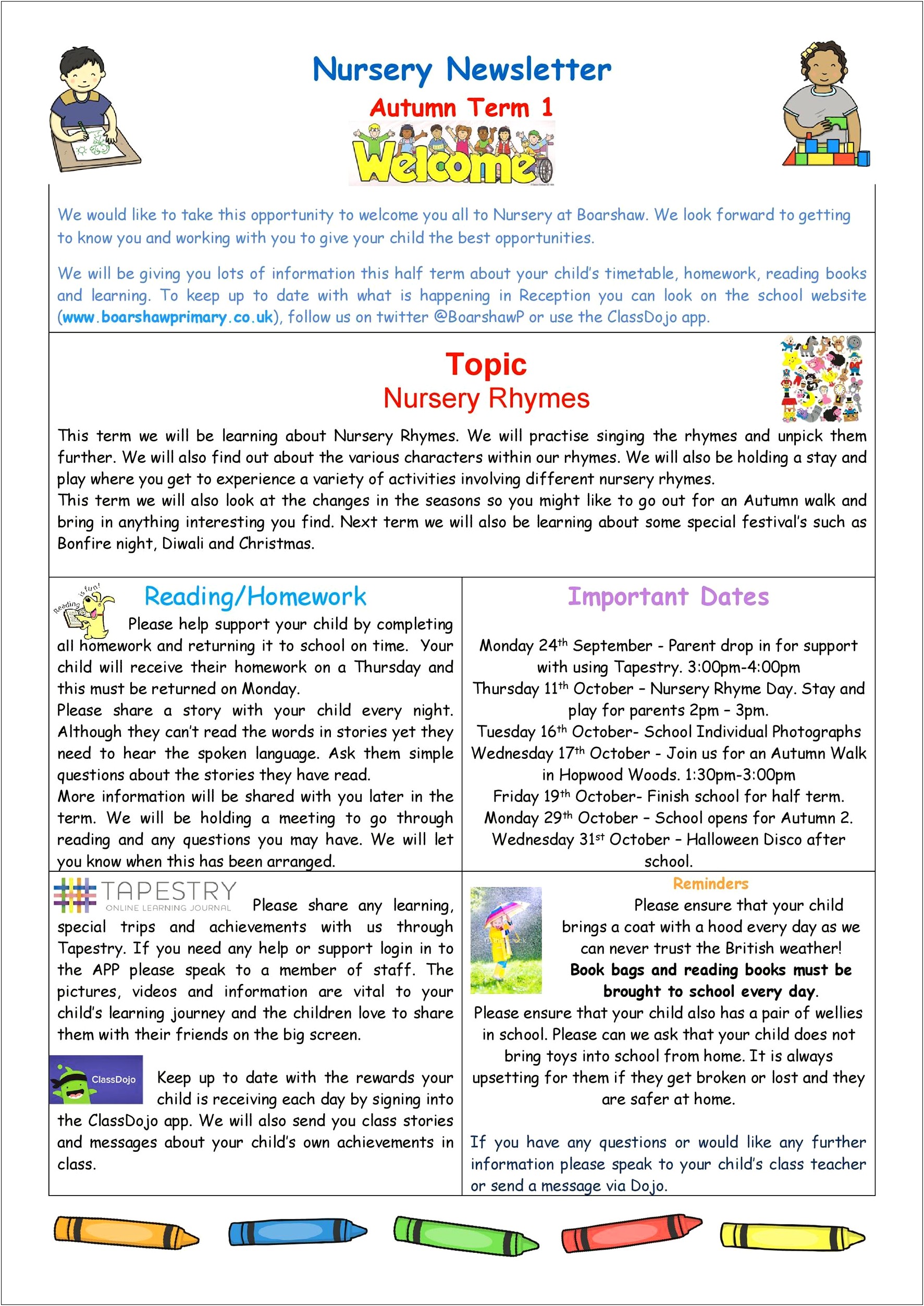 Fall Newsletter Template For Daycare Free