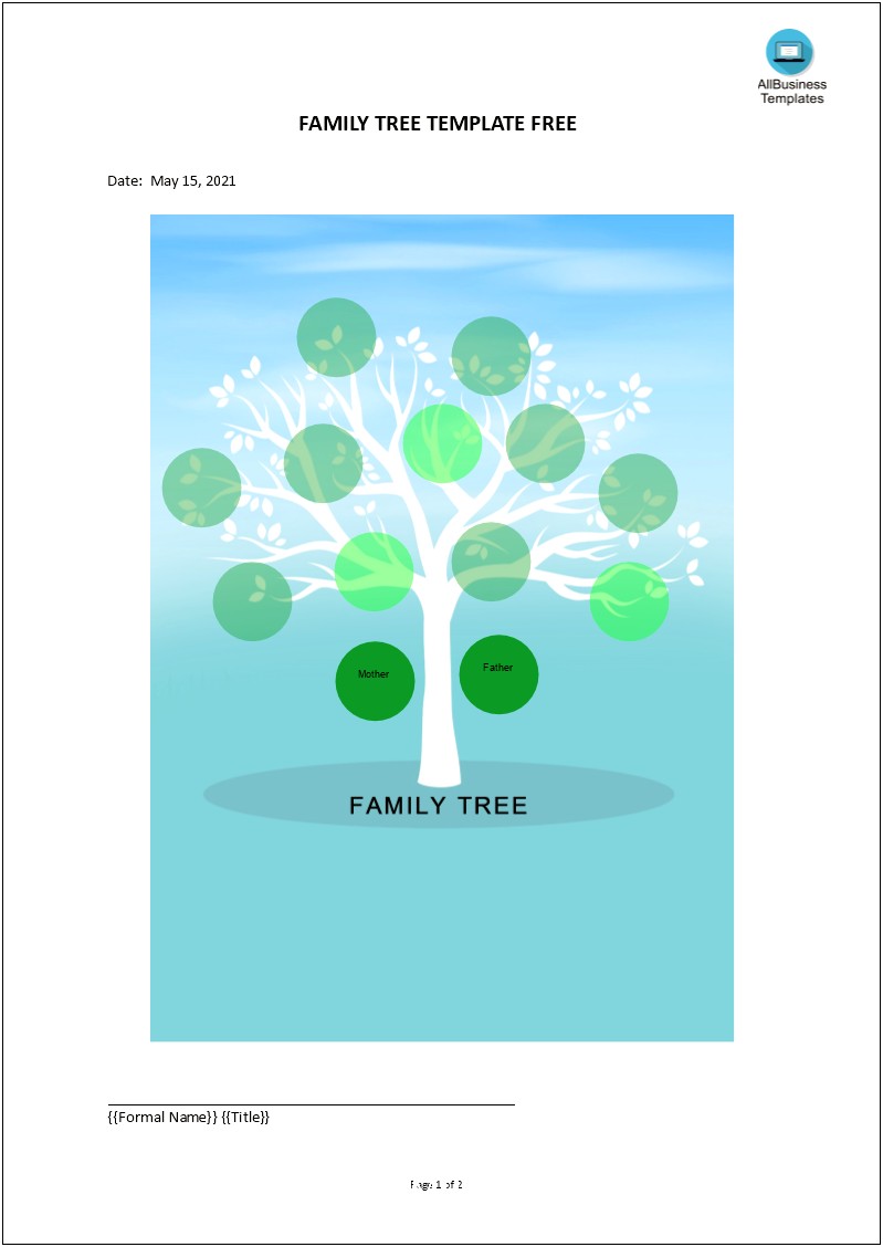 Family Tree Template With Pictures Free