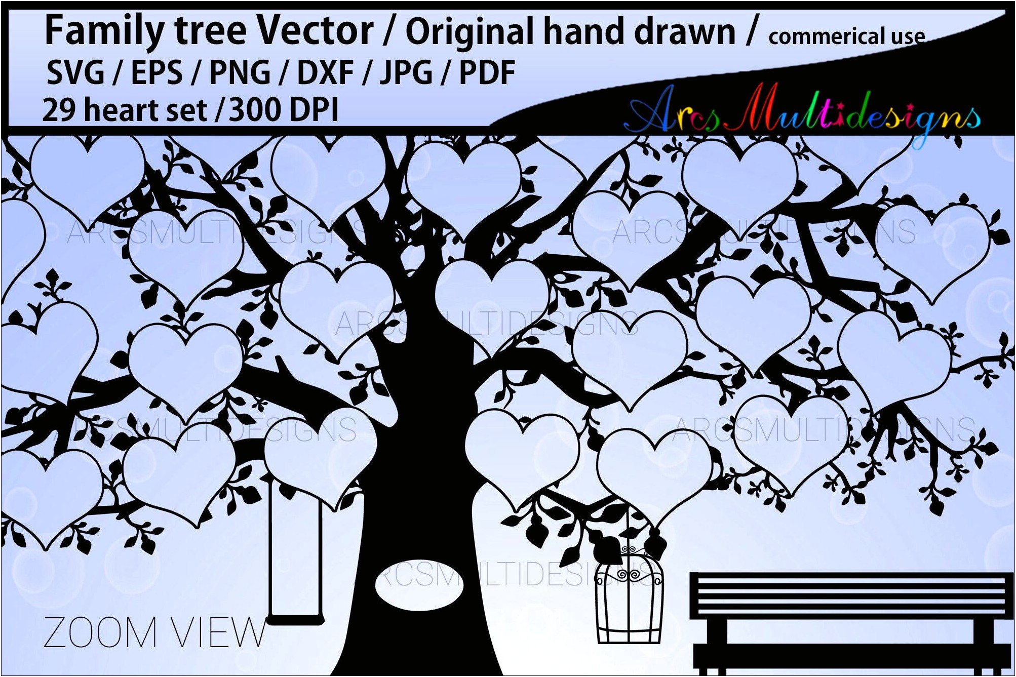 Family Tree With Hearts Template Free