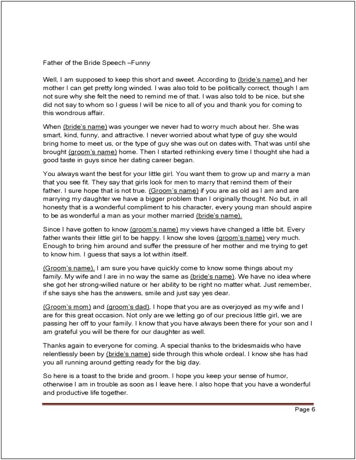 Father Of The Groom Speech Template Free